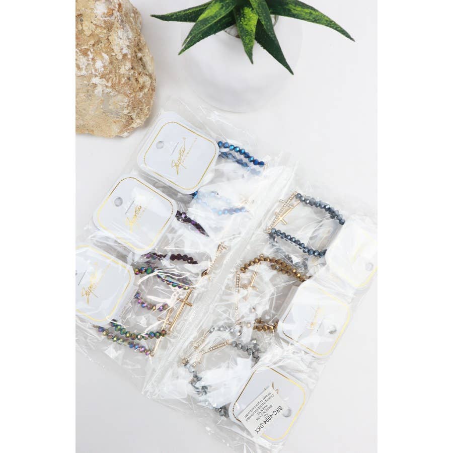 Cross Stone with Glass Bracelet