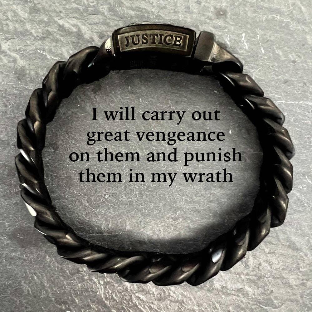 The Hero Company- VINDICTA VENGEANCE - Wrath & Justice Cuban Link Black Bracelet : Helps Pair Veterans With A Service Dog or Shelter Dog -Faire