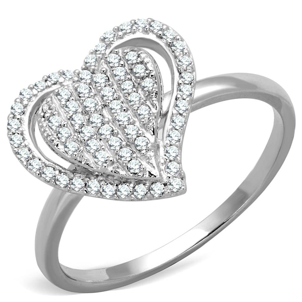 Double Heart Pave Ring – Sterling Sparkle Collection