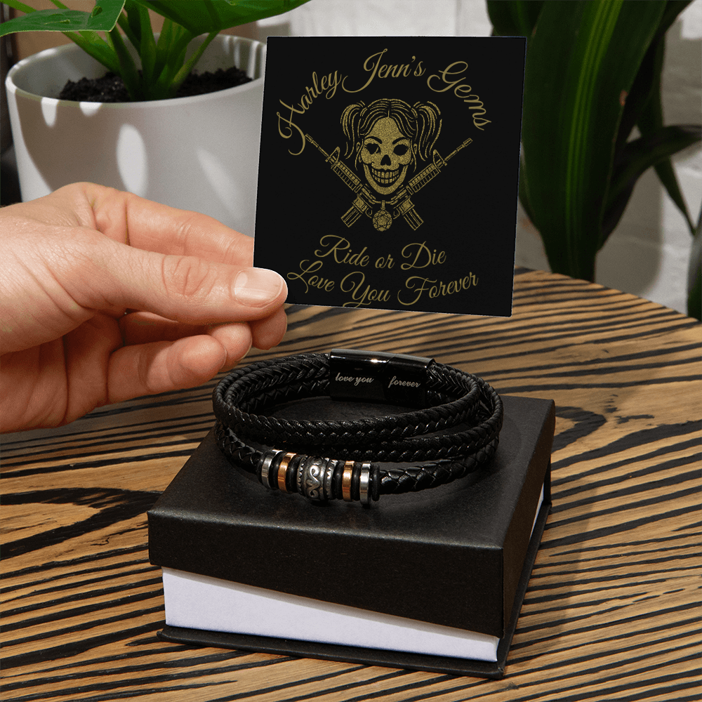 “Ride or Die” Leather Wrap Bracelet – Love You Forever Edition