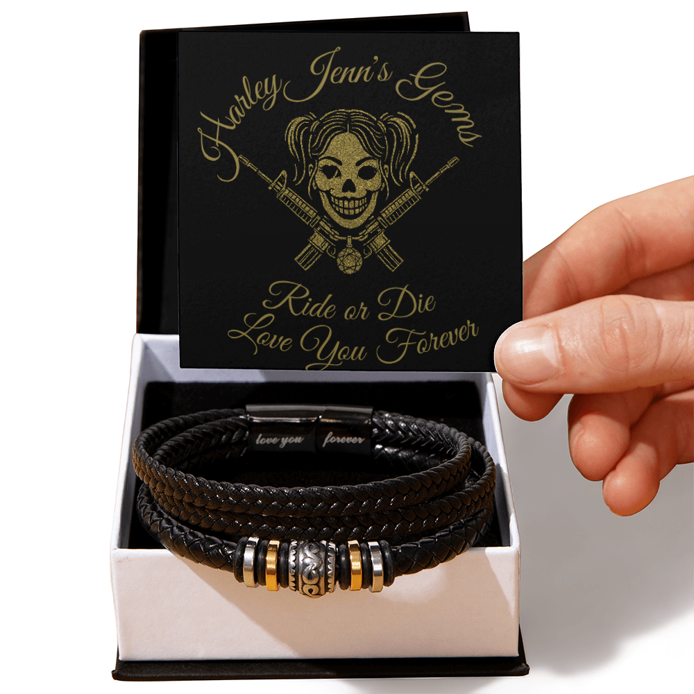 “Ride or Die” Leather Wrap Bracelet – Love You Forever Edition