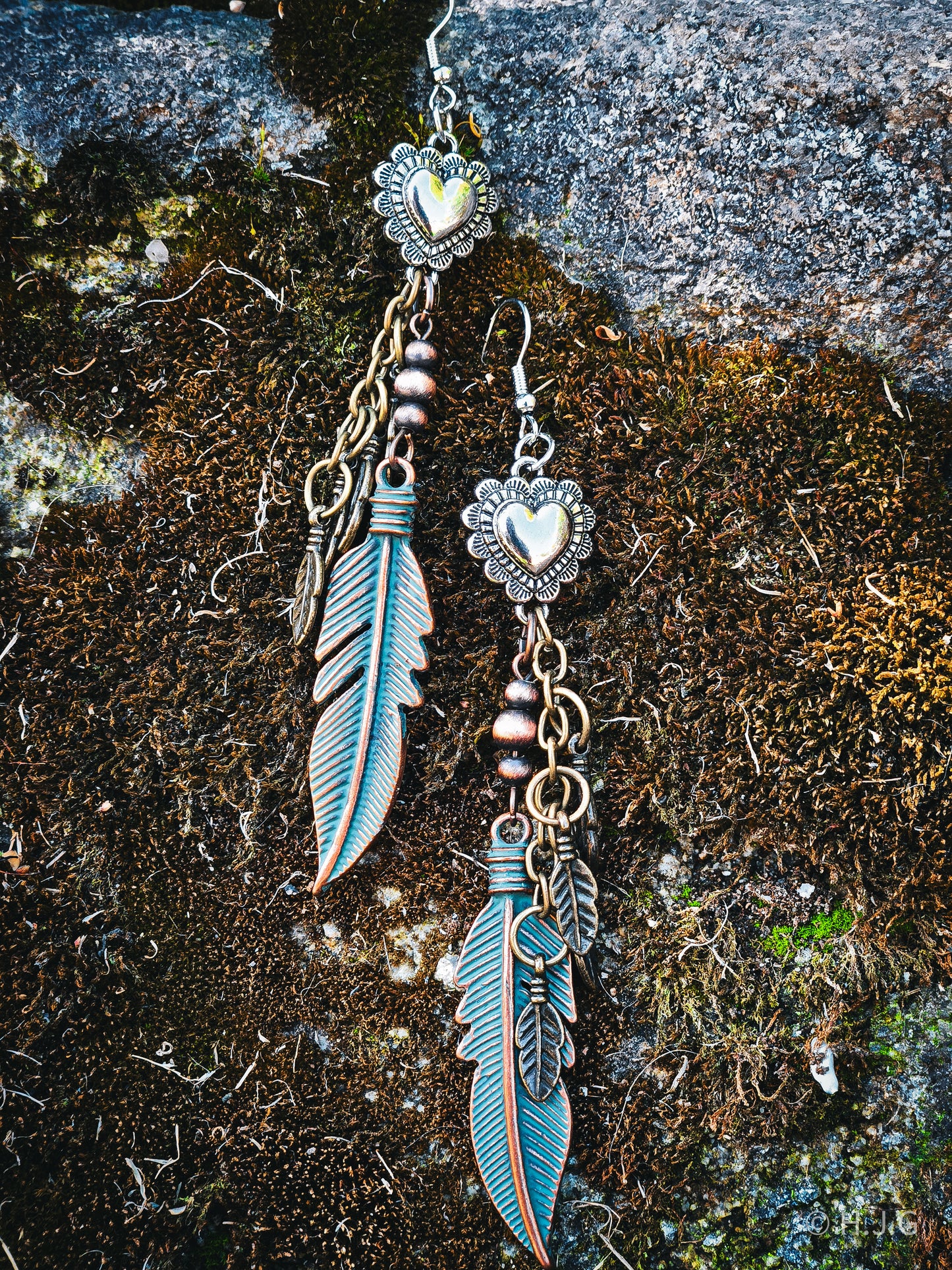Apocalyptica: Hearts & Feathers Earrings — Guided Strength Collection
