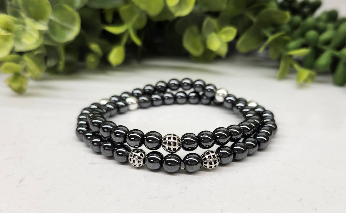 Hematite Double Twist Bracelet/Necklace -6mm