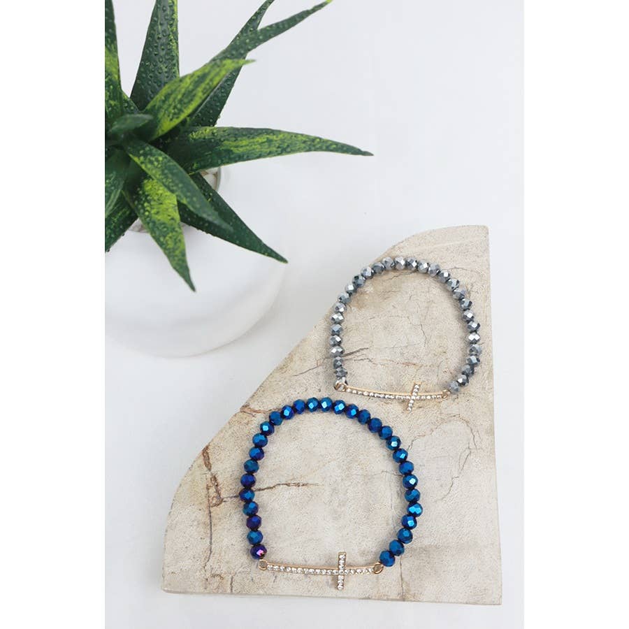 Cross Stone with Glass Bracelet