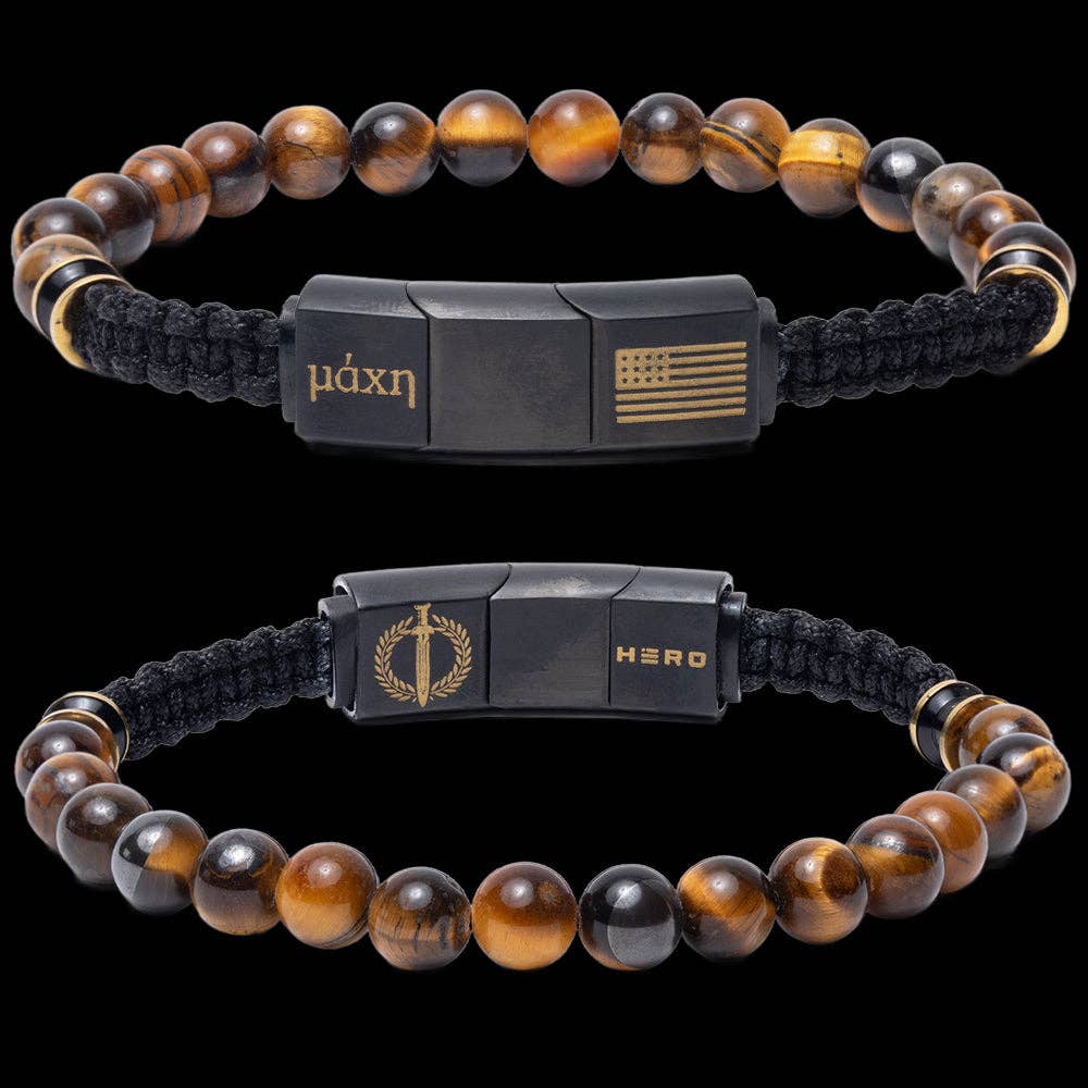 Tiger's Eye Battle Beaded Bracelet: Helps Pair Veterans With A Service Dog Or Shelter Dog -Faire