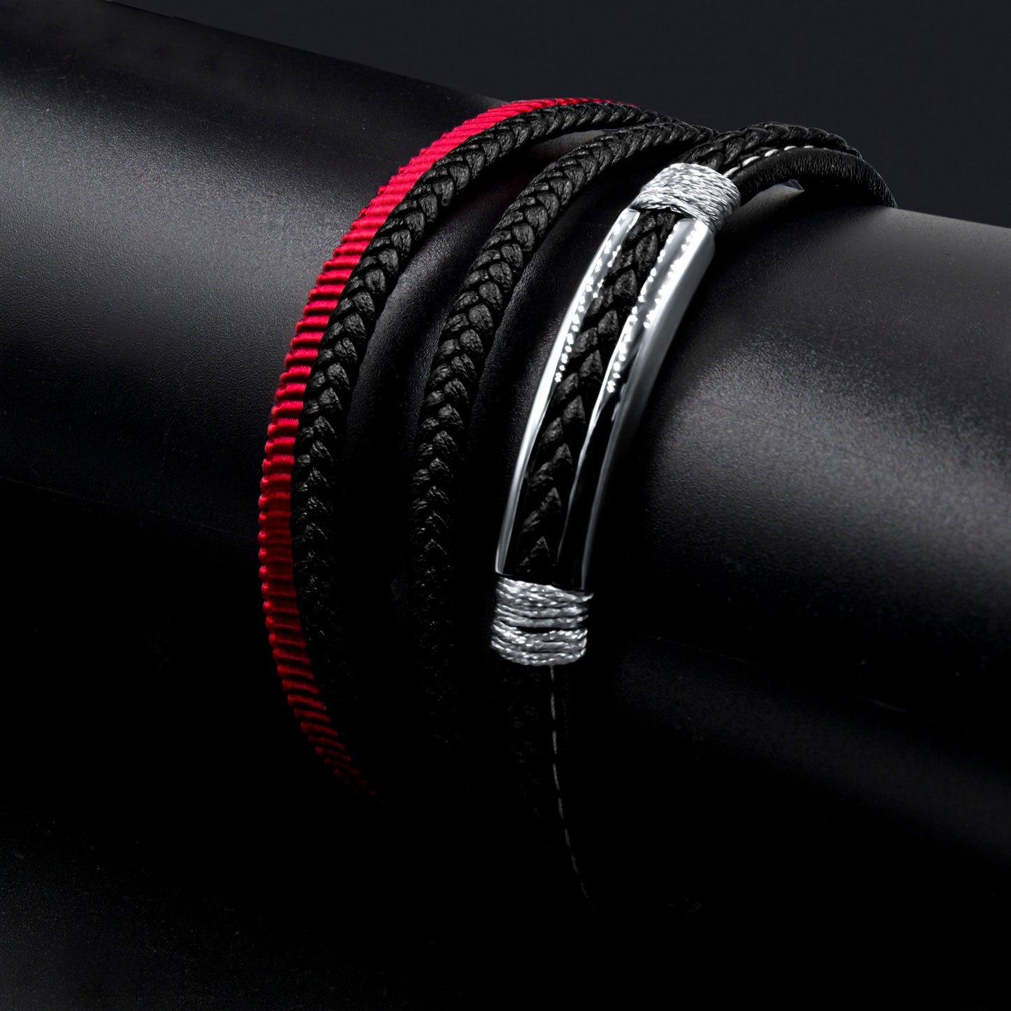 AUMENTO STEEL LATHER BRACELET