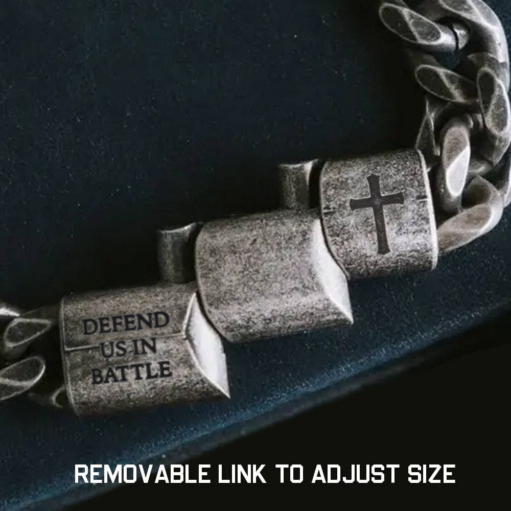 St. Michael's 'Protect Us' Cuban Link Bracelet: Helps Pair Veterans With A Service Dog Or Shelter Dog -Faire