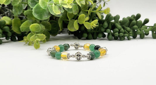 WEALTH - Moss Agate, Green Aventurine, Citrine Bracelet 7.5"