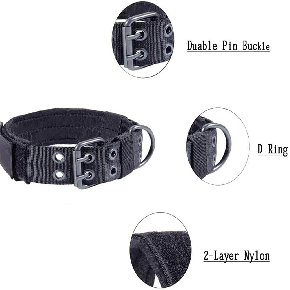 2" Wide Tactical Heavy Duty Nylon Large Dog Collar K9 Military With