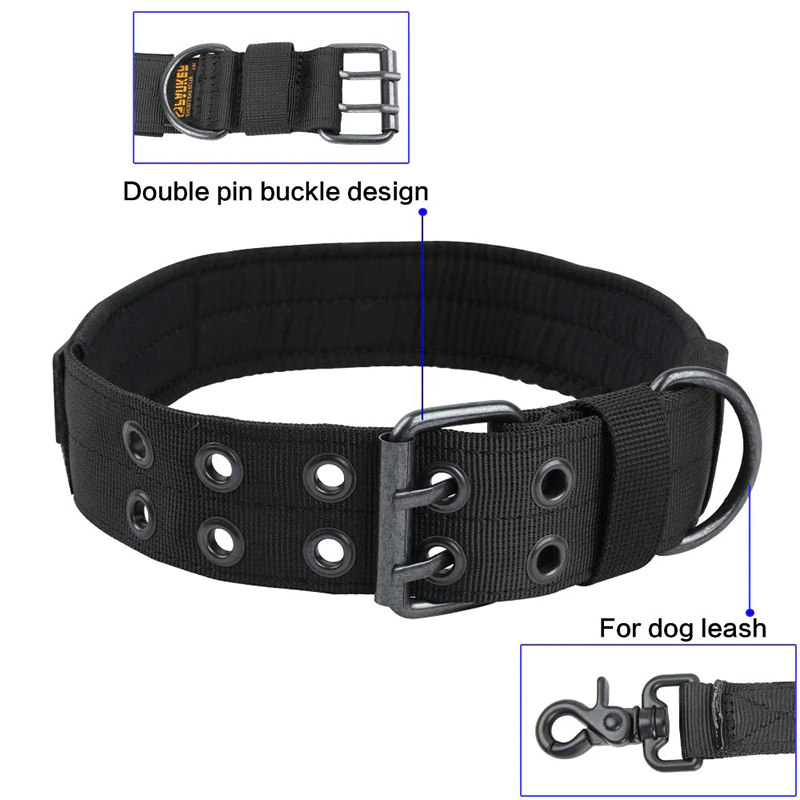 2" Wide Tactical Heavy Duty Nylon Large Dog Collar K9 Military With
