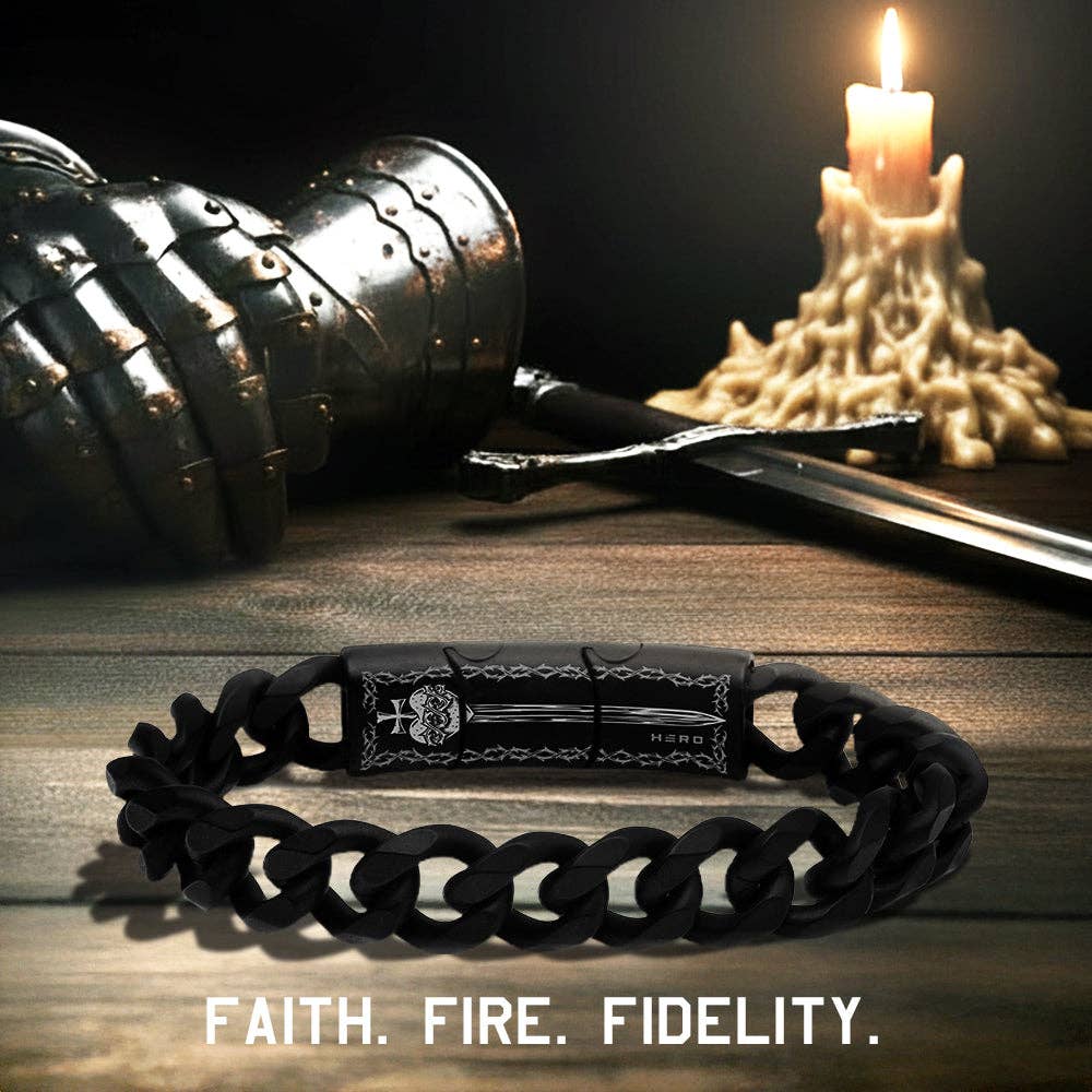 Knights Templar Sacred Oath Cuban Link Bracelet: Helps Pair Veterans With A Service Dog Or Shelter Dog -Faire