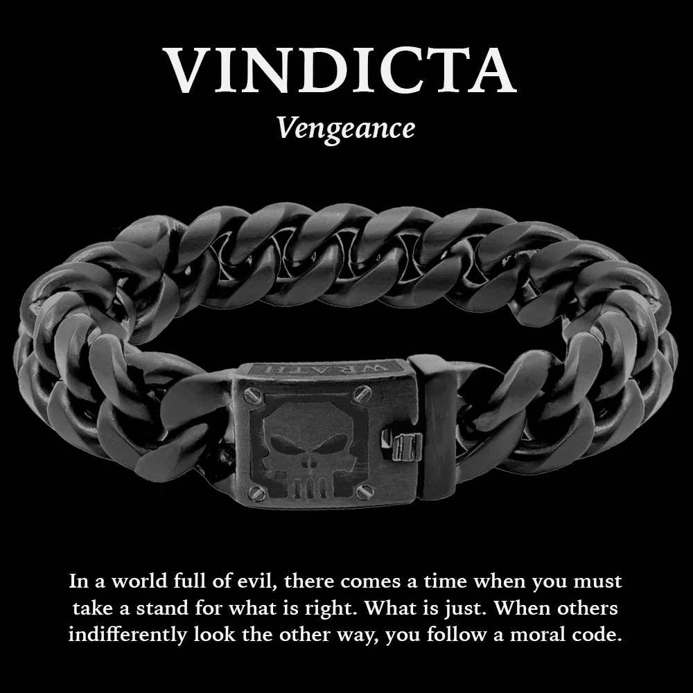 The Hero  Company- VINDICTA VENGEANCE - Wrath & Justice Cuban Link Black Bracelet : Helps Pair Veterans With A Service Dog or Shelter Dog -Faire