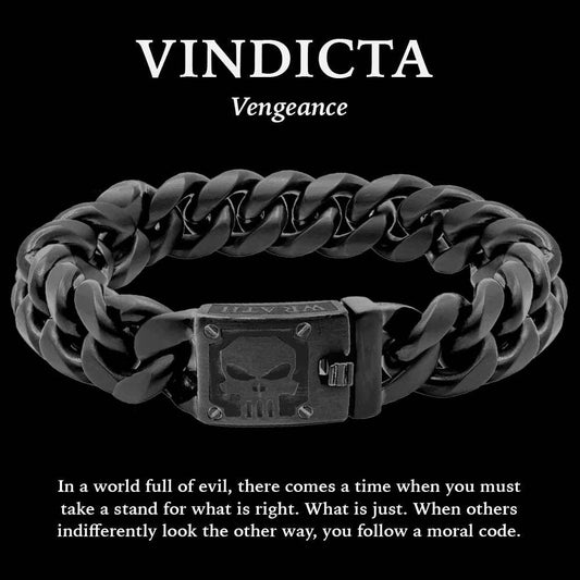 The Hero  Company- VINDICTA VENGEANCE - Wrath & Justice Cuban Link Black Bracelet : Helps Pair Veterans With A Service Dog or Shelter Dog -Faire
