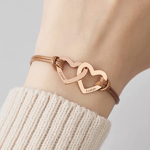 Personalized Interlocking Hearts Bracelet - Custom Engraved Names