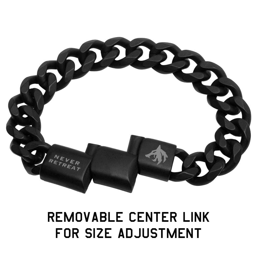 Never Retreat Alpha Wolf Cuban Link Bracelet : Helps Pair Veterans With A Service Dog or Shelter Dog -Faire