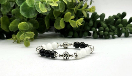 PROTECTION - Selenite and Shungite Stretchable Bracelet-7.5"