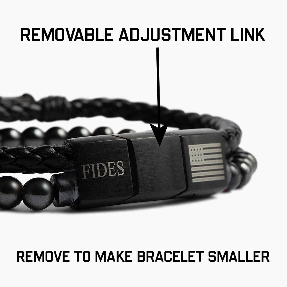 FIDES Cross Leather & Magnetic Hematite Titanium Bead Bracelet: Helps Pair Veterans With A Service Dog Or Shelter Dog -Faire