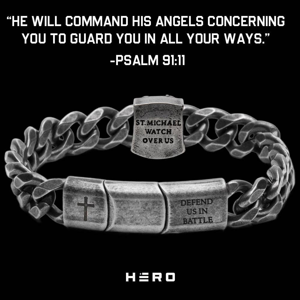 St. Michael's 'Protect Us' Cuban Link Bracelet: Helps Pair Veterans With A Service Dog Or Shelter Dog -Faire