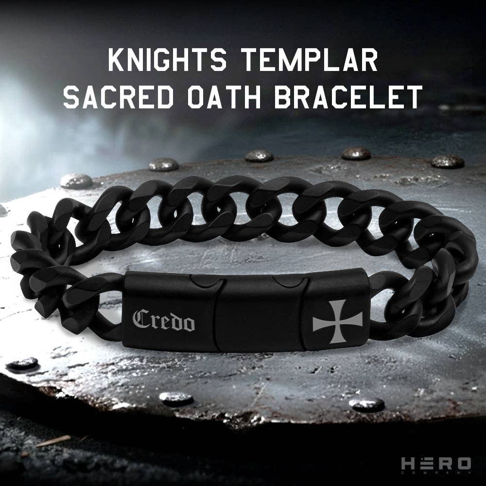 Knights Templar Sacred Oath Cuban Link Bracelet: Helps Pair Veterans With A Service Dog Or Shelter Dog -Faire