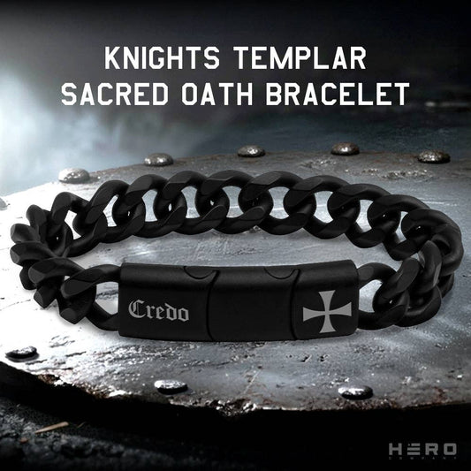 Knights Templar Sacred Oath Cuban Link Bracelet: Helps Pair Veterans With A Service Dog Or Shelter Dog -Faire