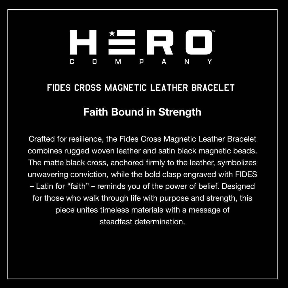 FIDES Cross Leather & Magnetic Hematite Titanium Bead Bracelet: Helps Pair Veterans With A Service Dog Or Shelter Dog -Faire