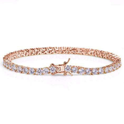 Luxe Pink Crystal Tennis Bracelet in Rose Gold 4mm