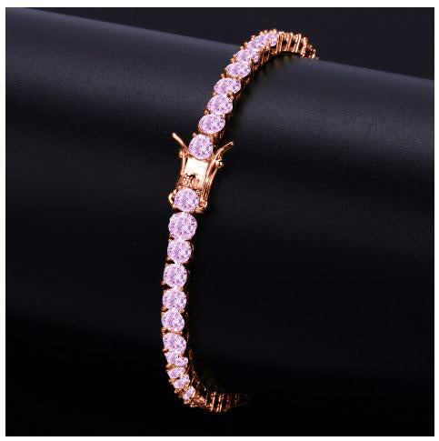 Luxe Pink Crystal Tennis Bracelet in Rose Gold 4mm