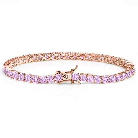 Luxe Pink Crystal Tennis Bracelet in Rose Gold 4mm