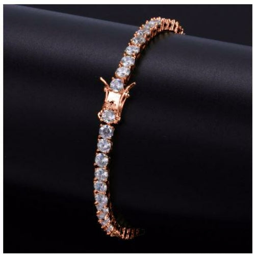 Luxe Pink Crystal Tennis Bracelet in Rose Gold 4mm