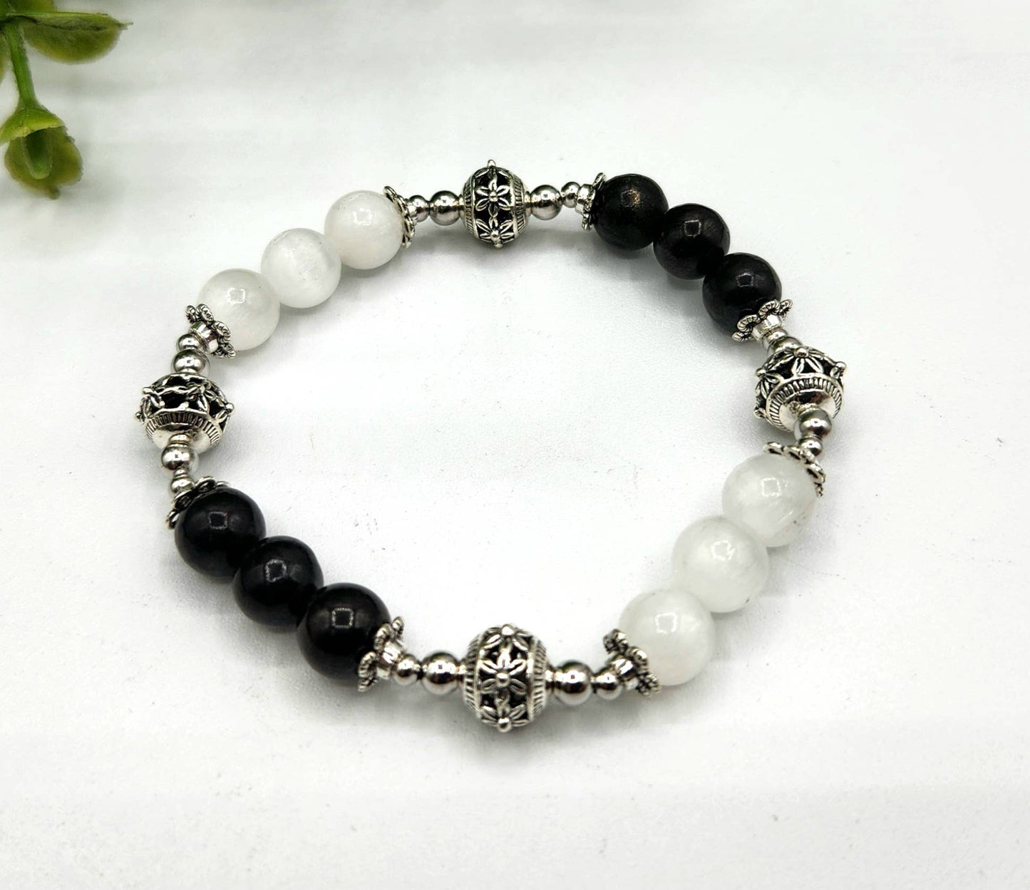 PROTECTION - Selenite and Shungite Stretchable Bracelet-7.5"