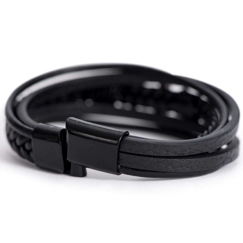 Faith & Strength Leather Cross Bracelet