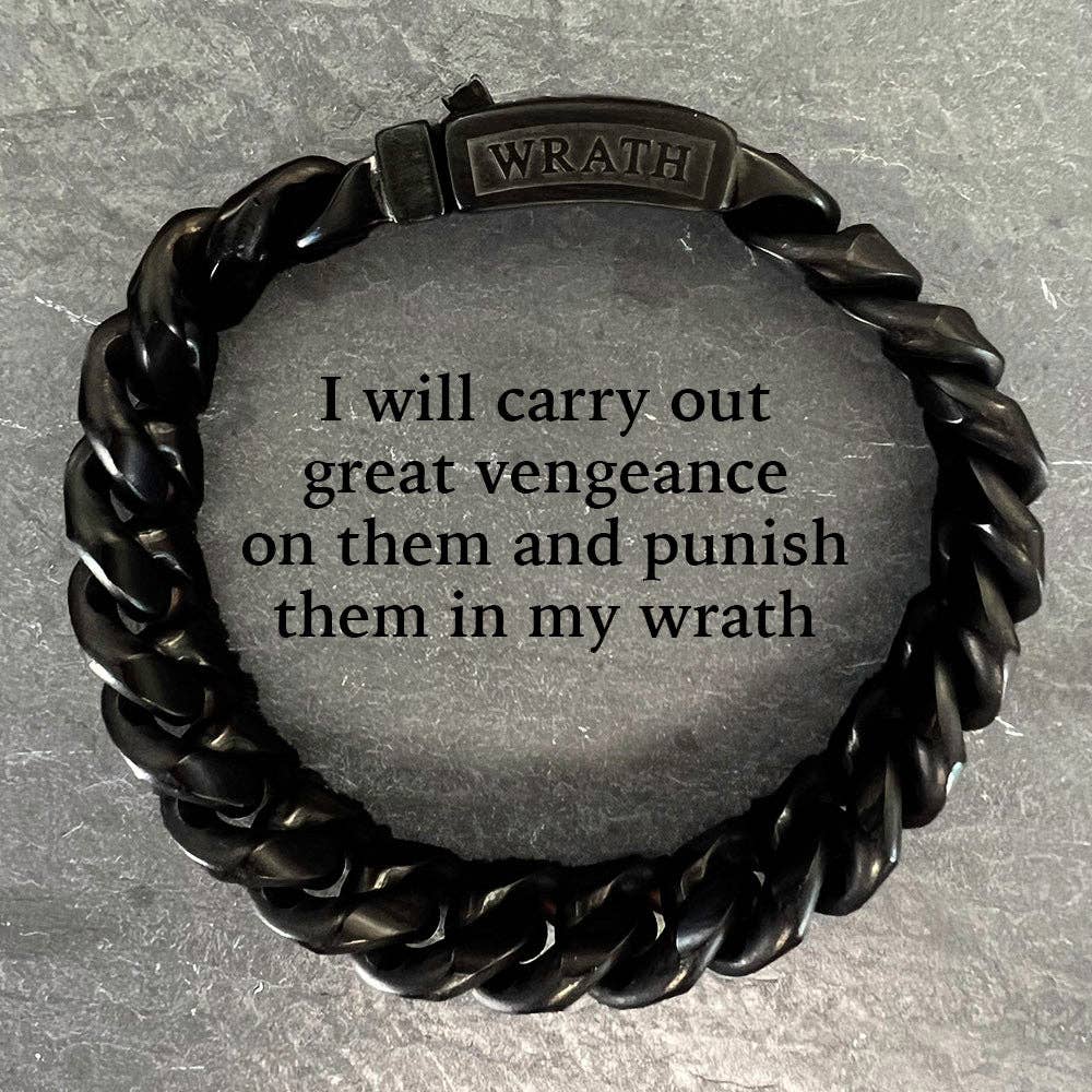 The Hero  Company- VINDICTA VENGEANCE - Wrath & Justice Cuban Link Black Bracelet : Helps Pair Veterans With A Service Dog or Shelter Dog -Faire