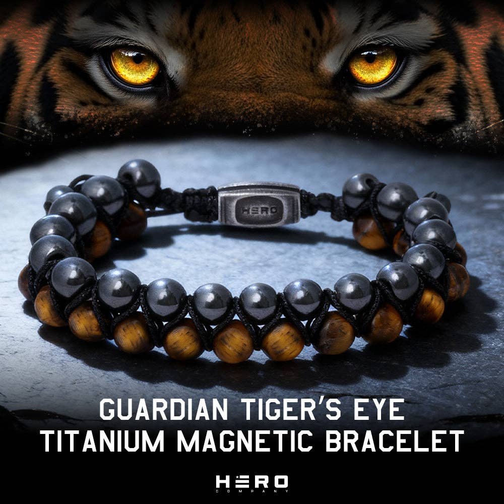 Guardian Tiger's Eye Titanium Magnetic Bracelet: Helps Pair Veterans With A Service Dog Or Shelter Dog-