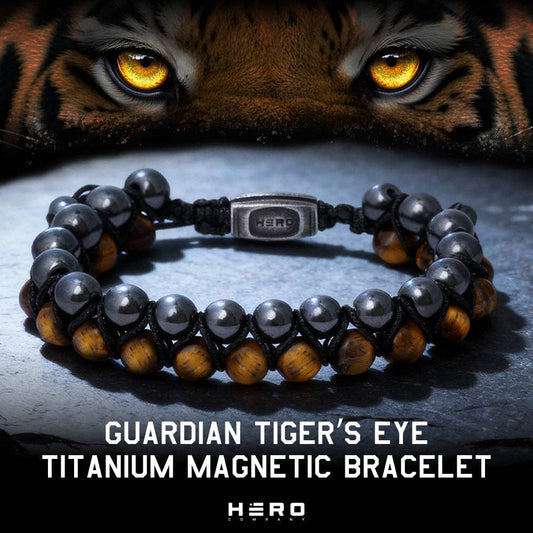 Guardian Tiger's Eye Titanium Magnetic Bracelet: Helps Pair Veterans With A Service Dog Or Shelter Dog-