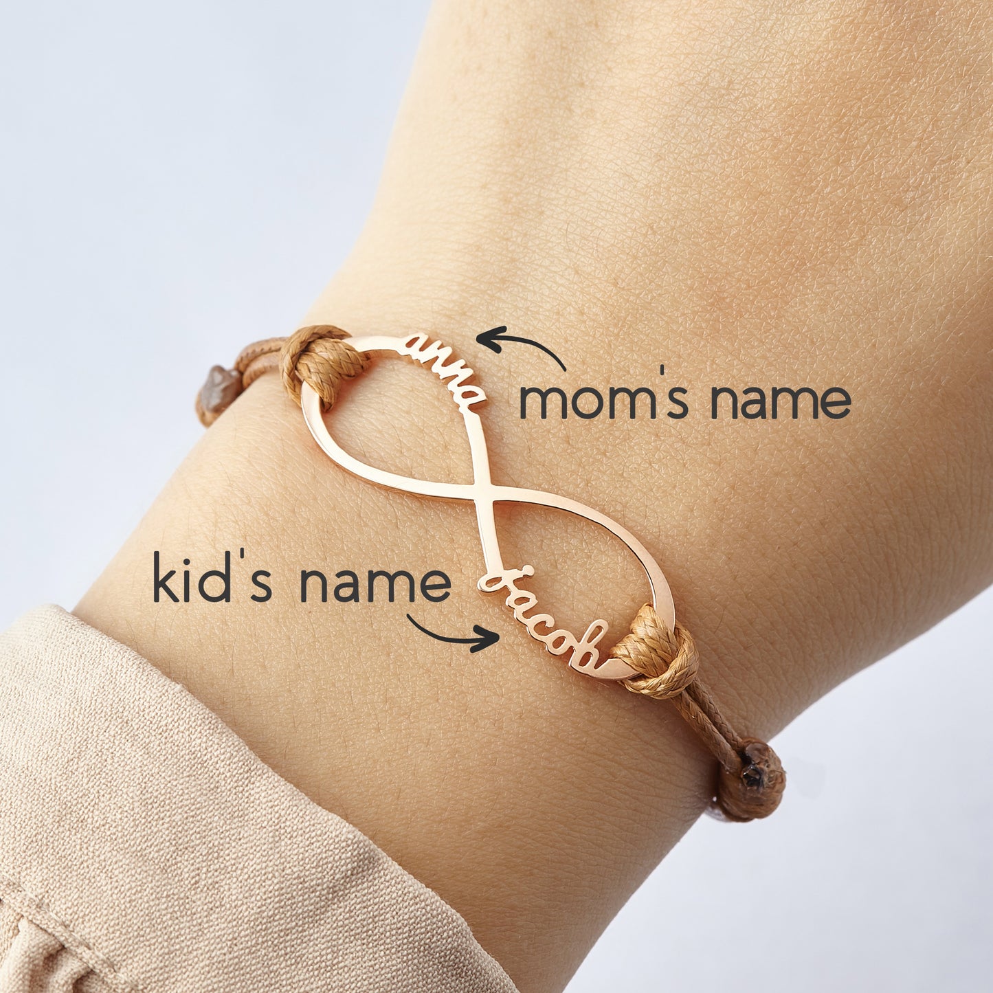Infinite Love Personalized Name Bracelet - Mom & Child Forever Connected