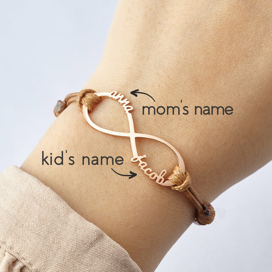 Infinite Love Personalized Name Bracelet - Mom & Child Forever Connected