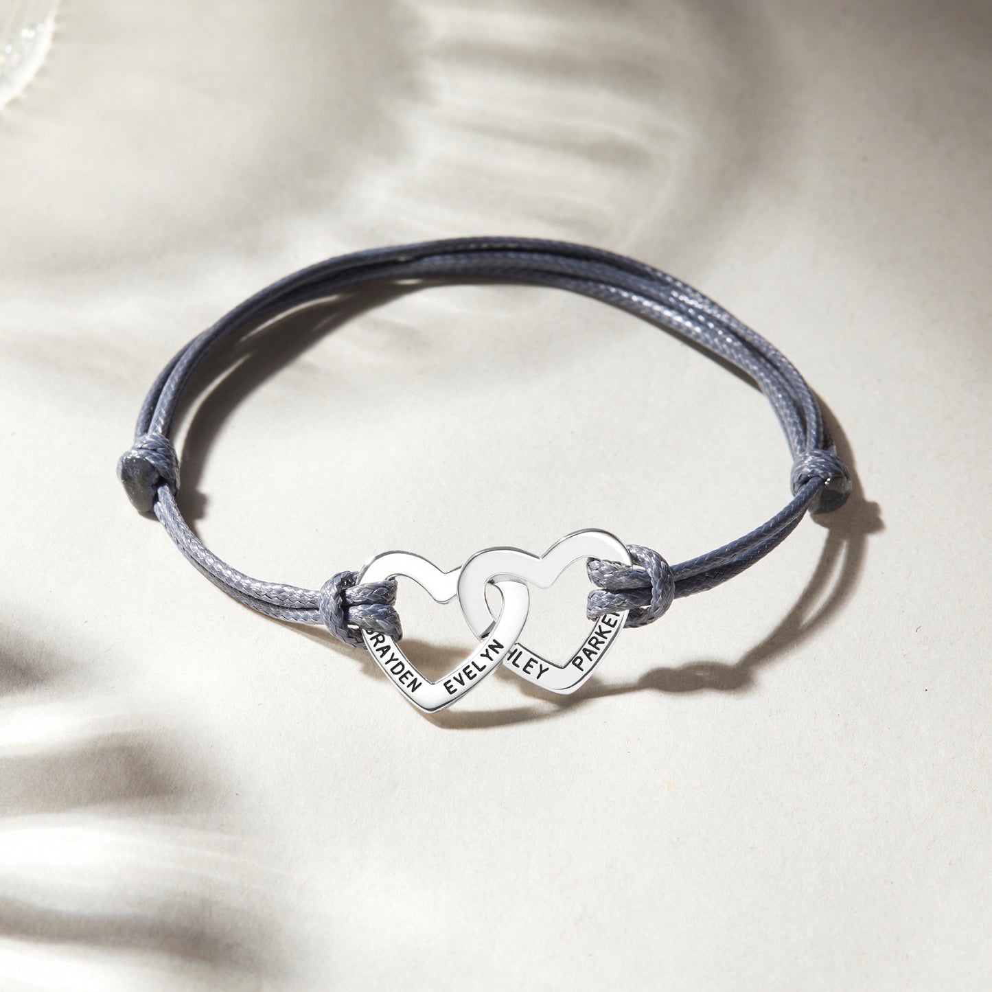 Personalized Interlocking Hearts Bracelet - Custom Engraved Names