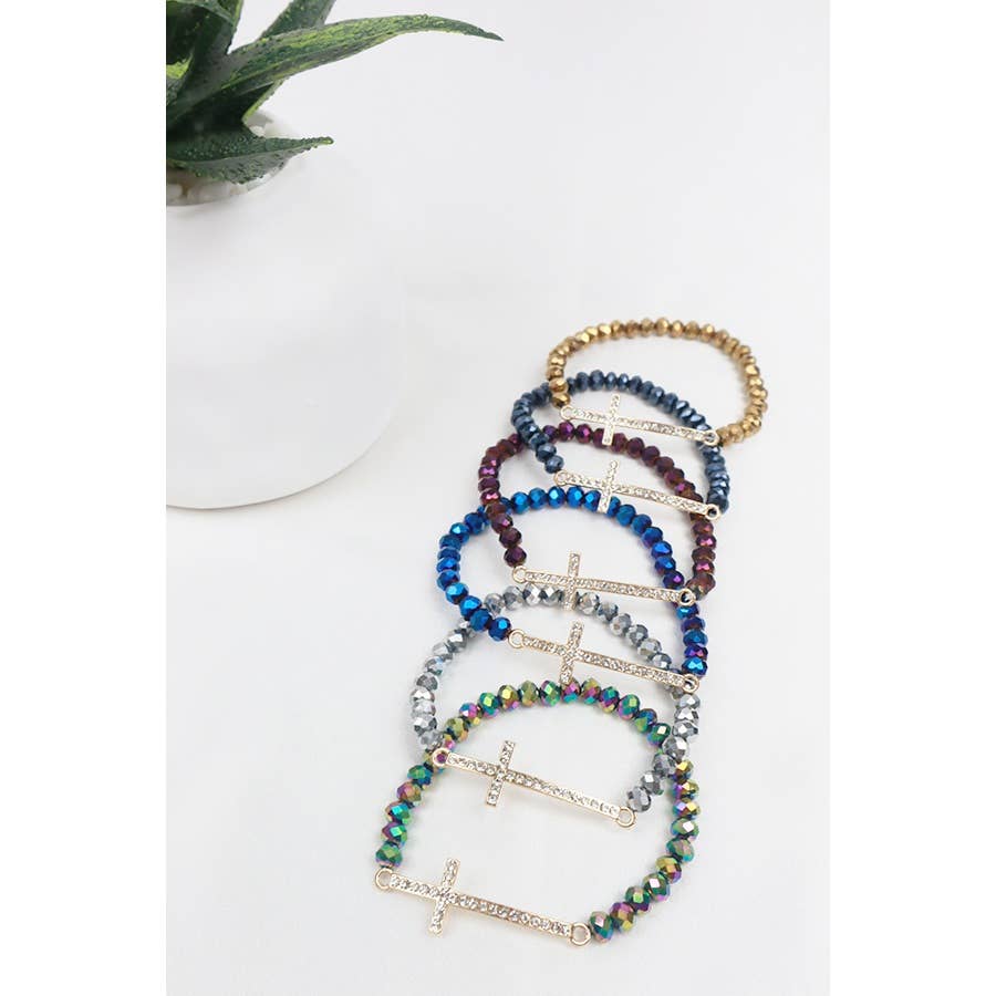 Cross Stone with Glass Bracelet