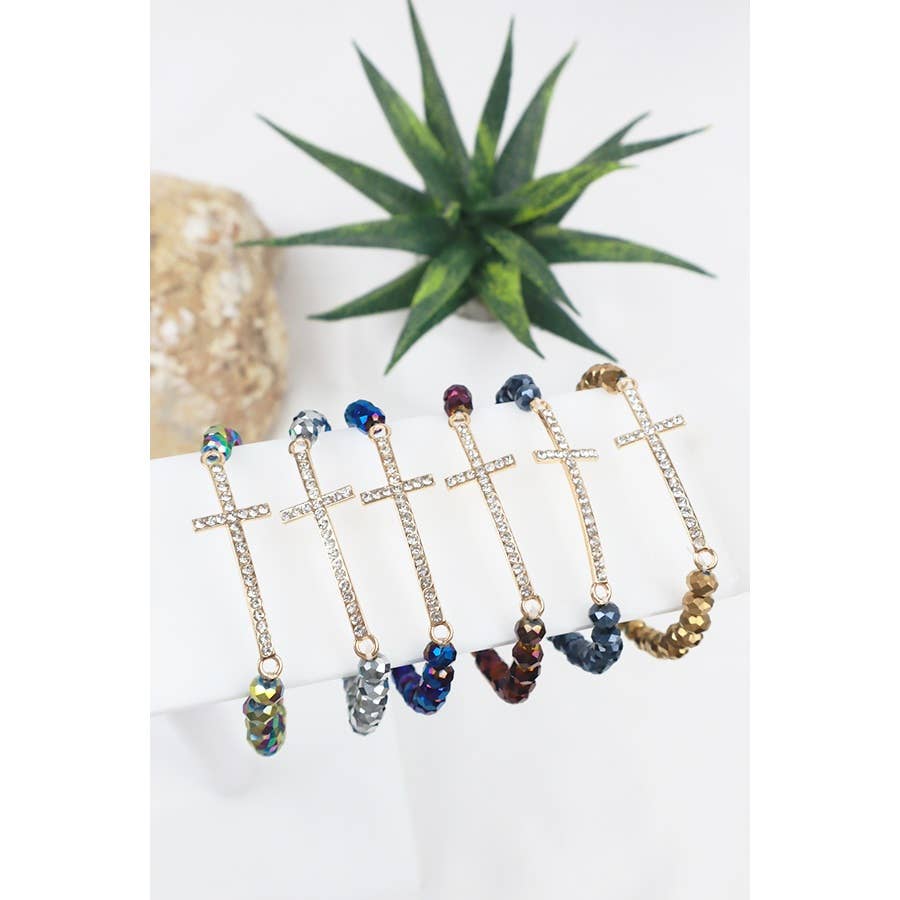 Cross Stone with Glass Bracelet