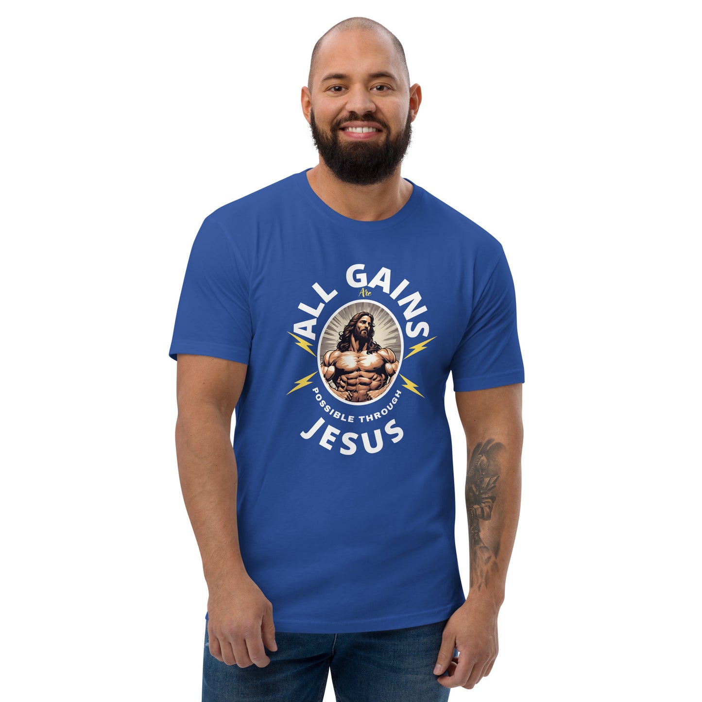 All Gains Are Possible Through Jesus Short Sleeve T-shirt