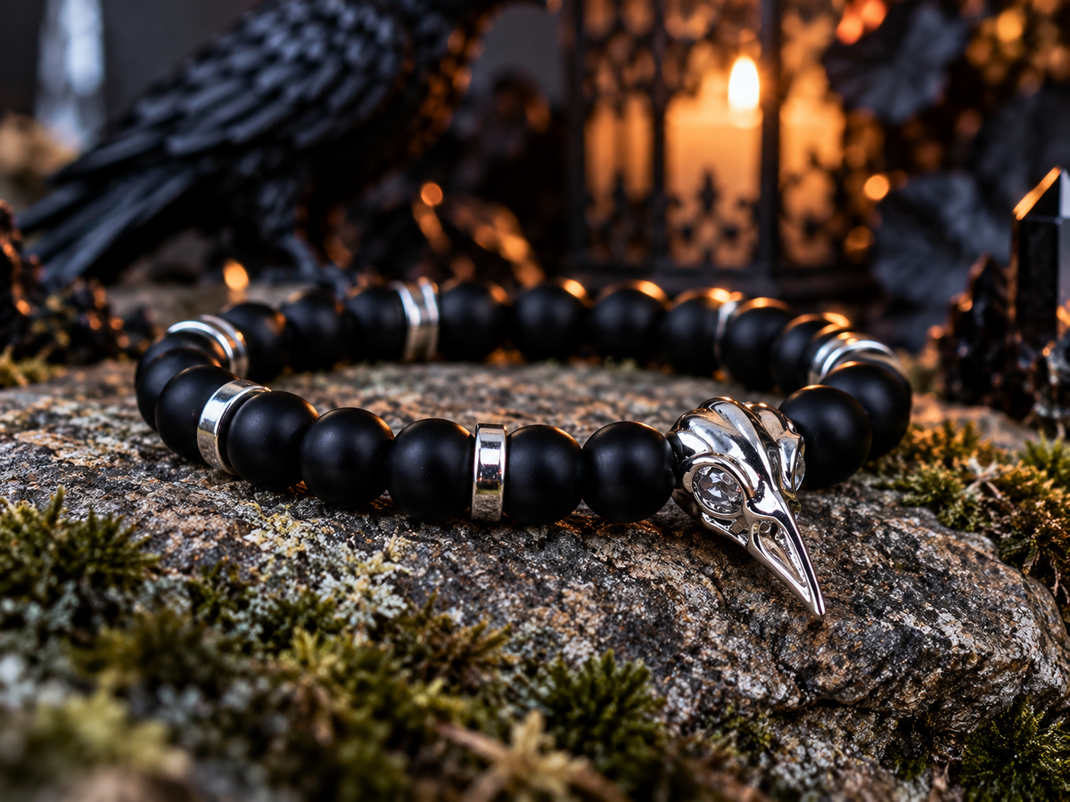The Murder Collection | Gothic Crow Skull Gemstone Bracelets