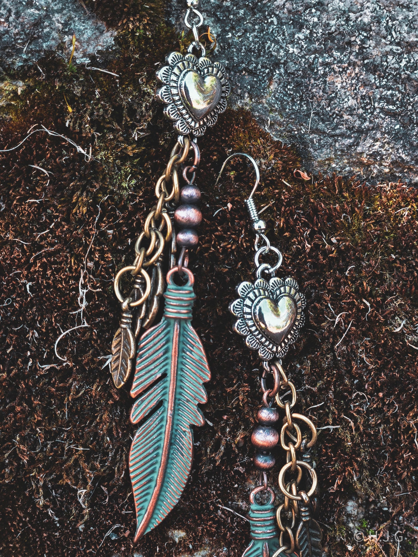 Apocalyptica: Hearts & Feathers Earrings — Guided Strength Collection