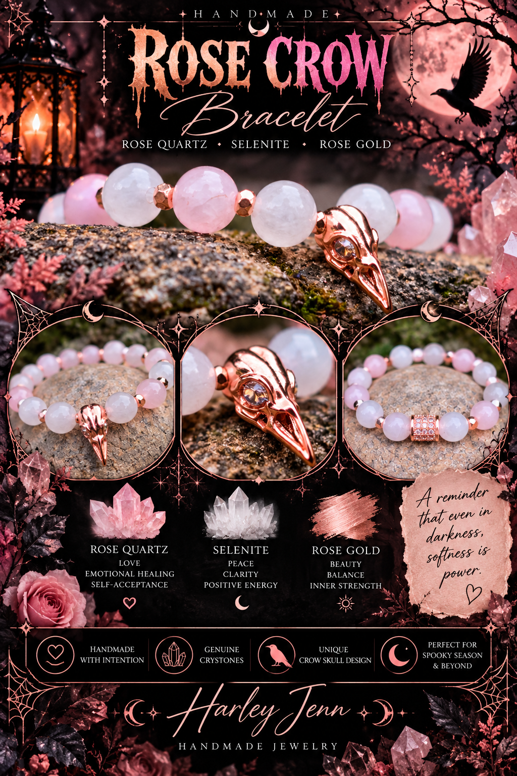 The Murder Collection | Gothic Crow Skull Gemstone Bracelets