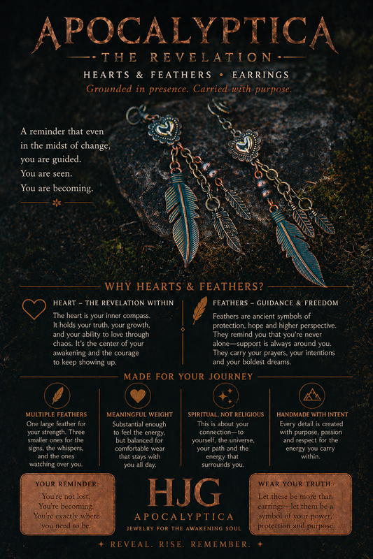 Apocalyptica: Hearts & Feathers Earrings — Guided Strength Collection