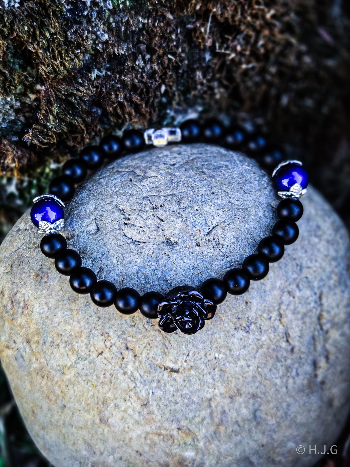 Midnight Bloom Cross Bracelet
