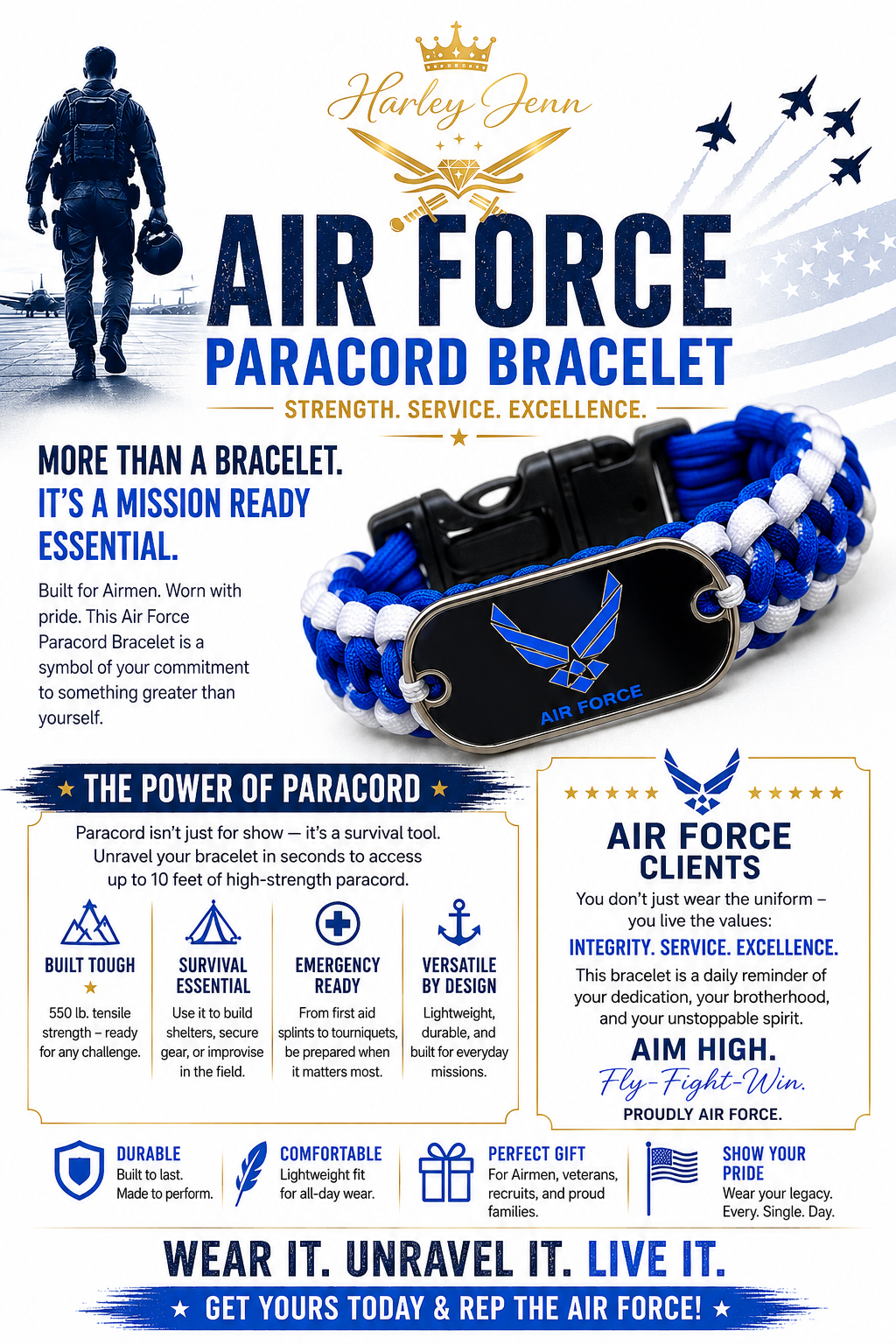 Air Force Paracord Survival Bracelet