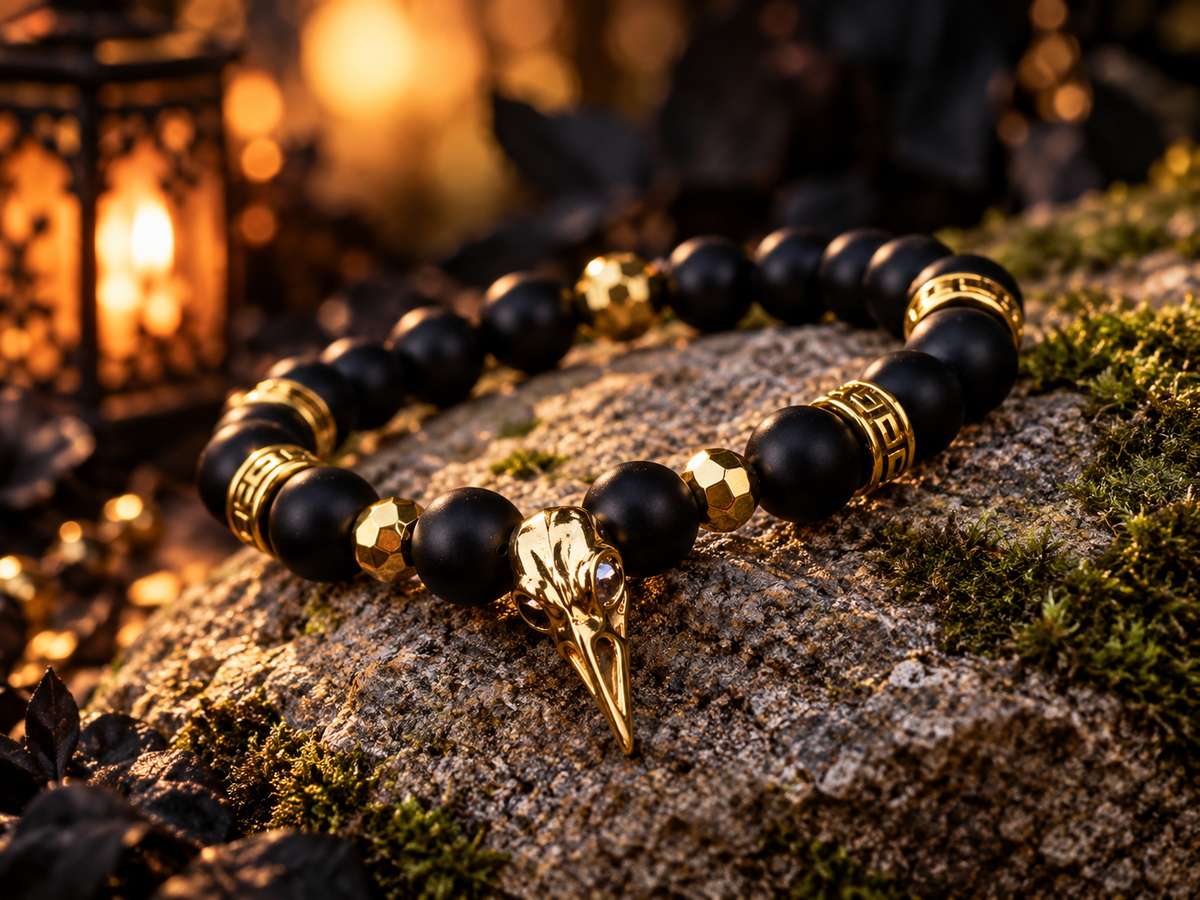 The Murder Collection | Gothic Crow Skull Gemstone Bracelets
