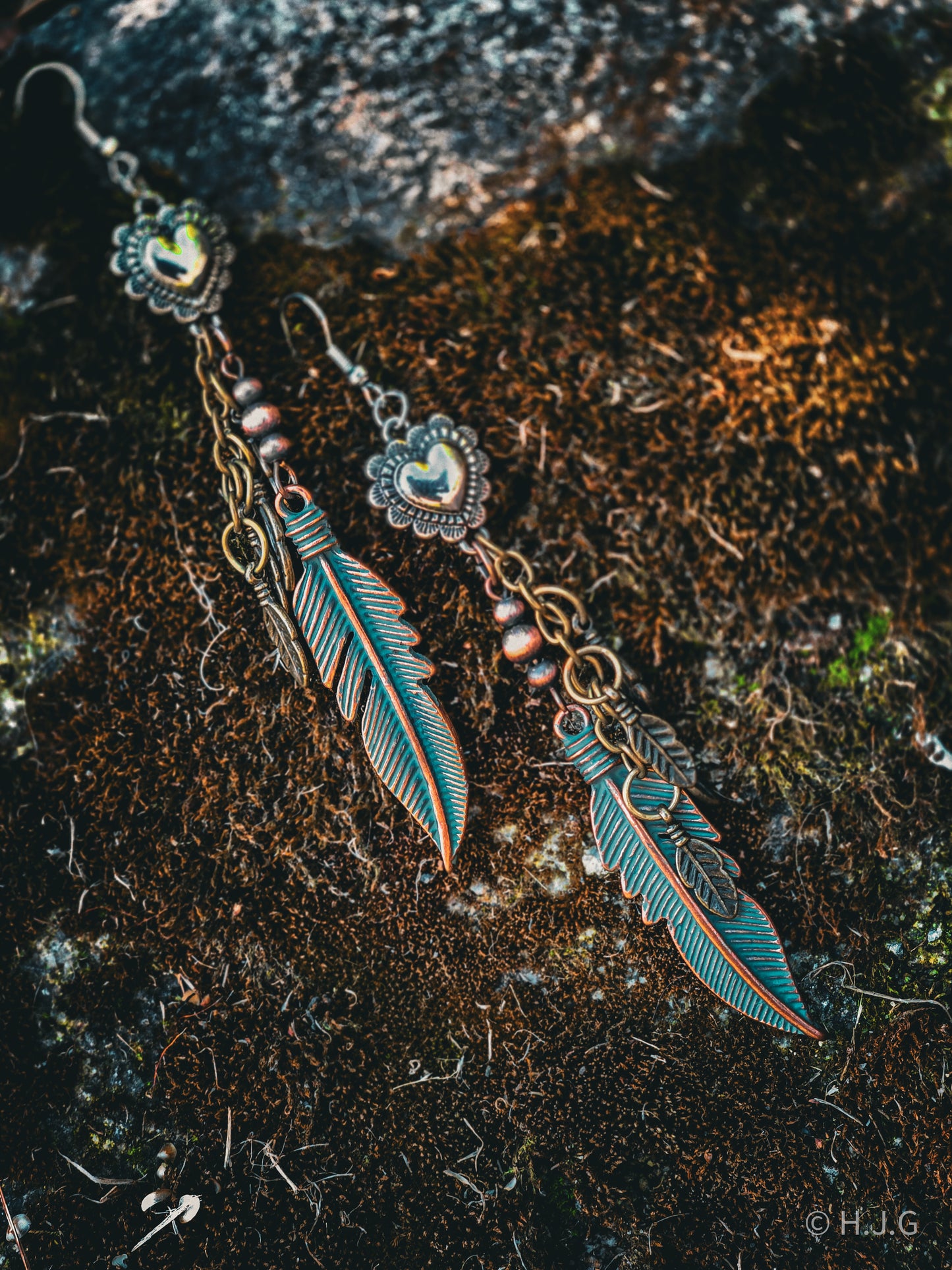 Apocalyptica: Hearts & Feathers Earrings — Guided Strength Collection