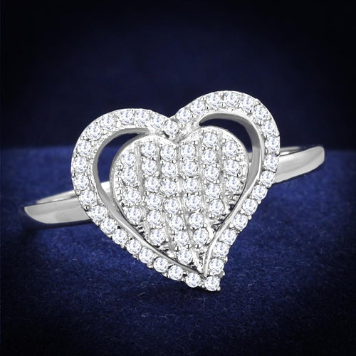 Double Heart Pave Ring – Sterling Sparkle Collection